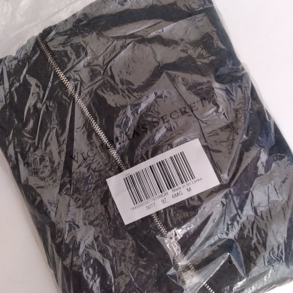 Victoria's Secret VS zip up hoodie shirt jacket, charcoal gray, NEW - Picture 2 of 11